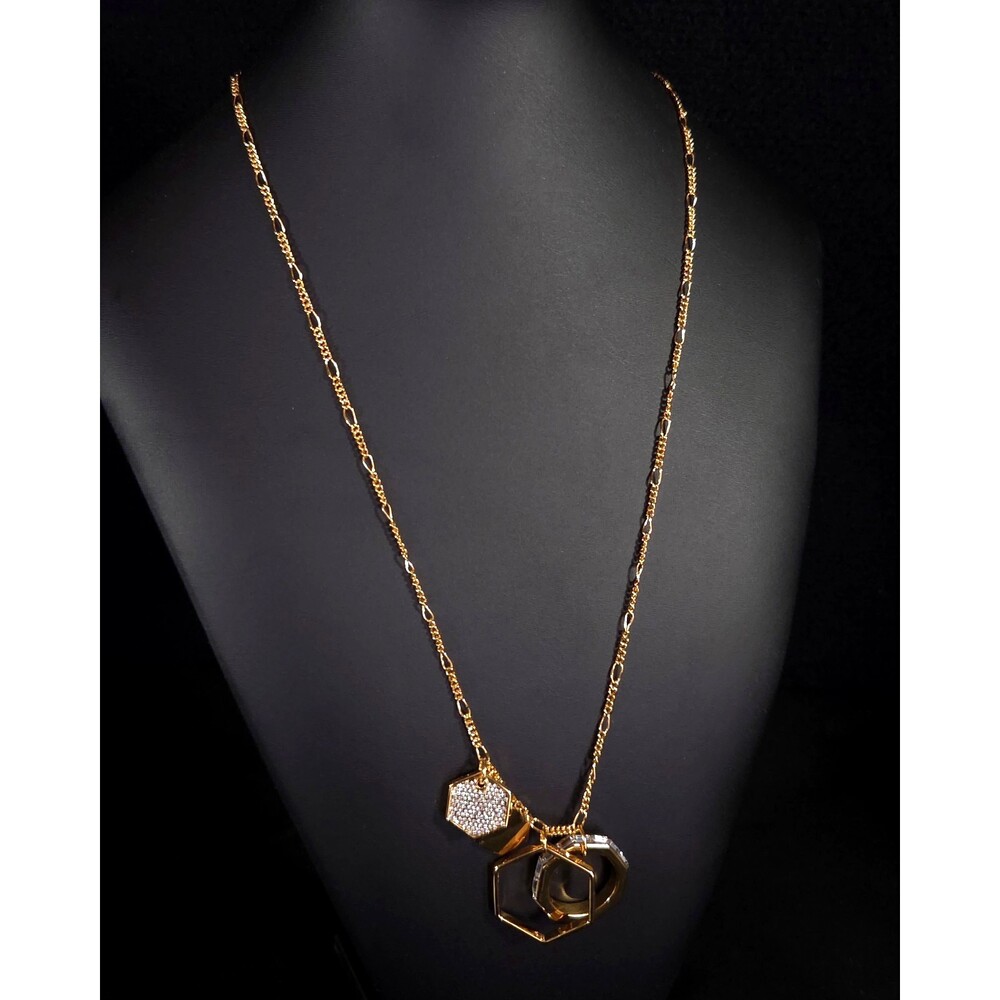 India Hicks Hexagon Necklace Womens Gold Trio Pave Crystal Jewelry Retired